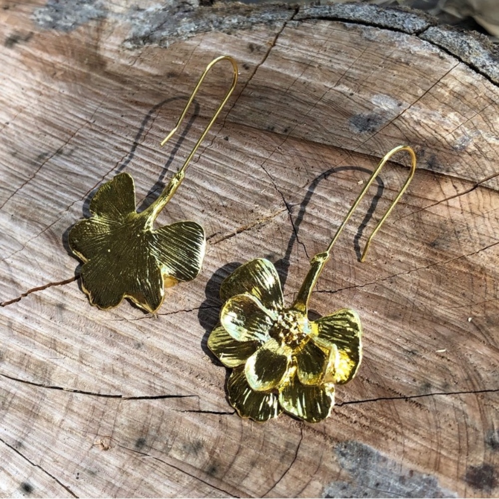 Zara Zinnia Flower Boho Gold Dangle Big Long Drop Earrings - Picture 15 of 15
